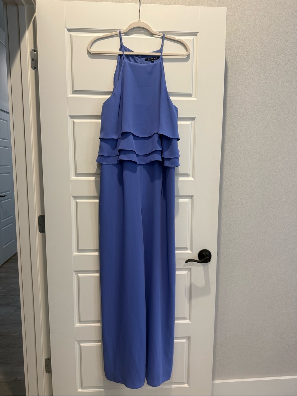 Gianni Bini Periwinkle Blue Tiered Strapless Jumpsuit